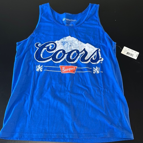 NWT Coors Banquet Blue Tank Top with Large Coors Logo, size Medium - Picture 2 of 8